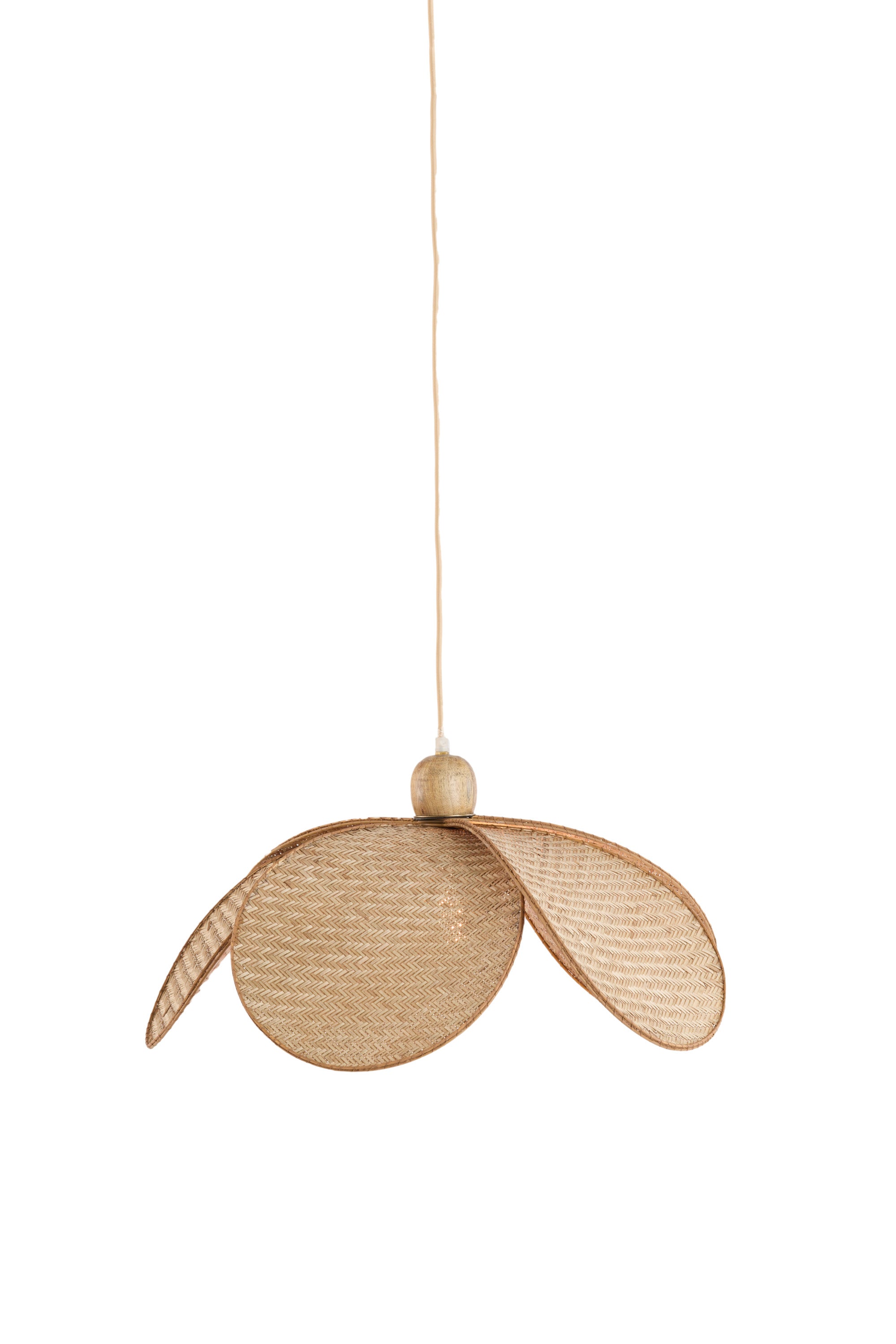 Lavrio Webbing Natural & Wood Pendant Light 48cm