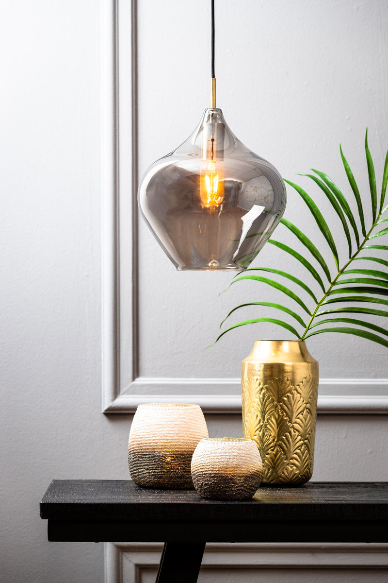Rakel Antique Bronze & Smoked Glass Pendant Light 27cm