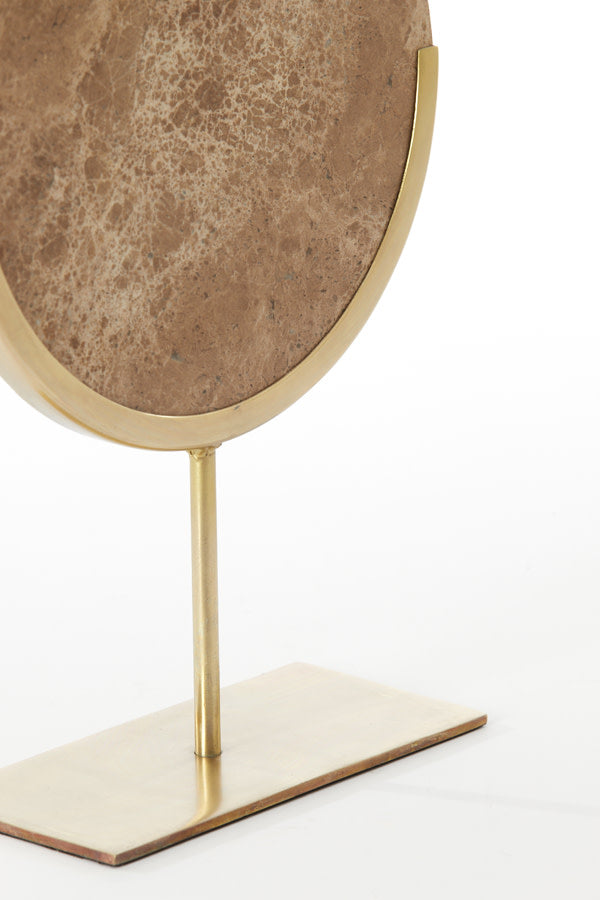 Moreno Brown Marble & Antique Bronze Ornament on Stand 38.5cm