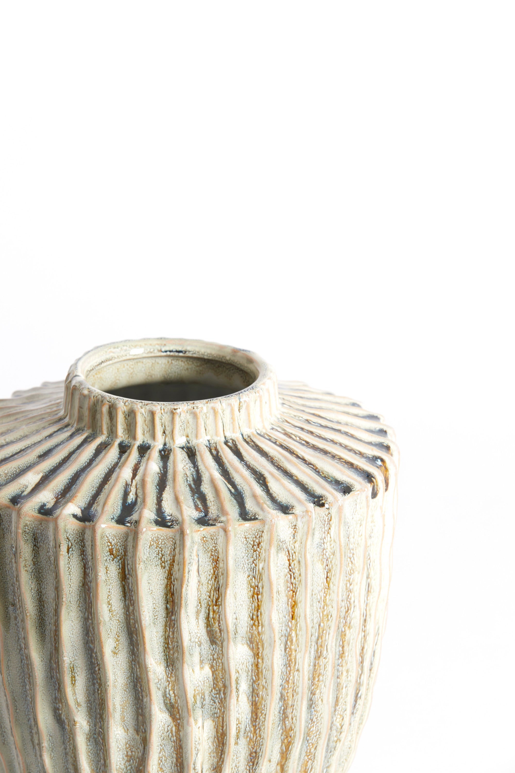 Talea Olive Green/Cream Ceramic Vase 28cm