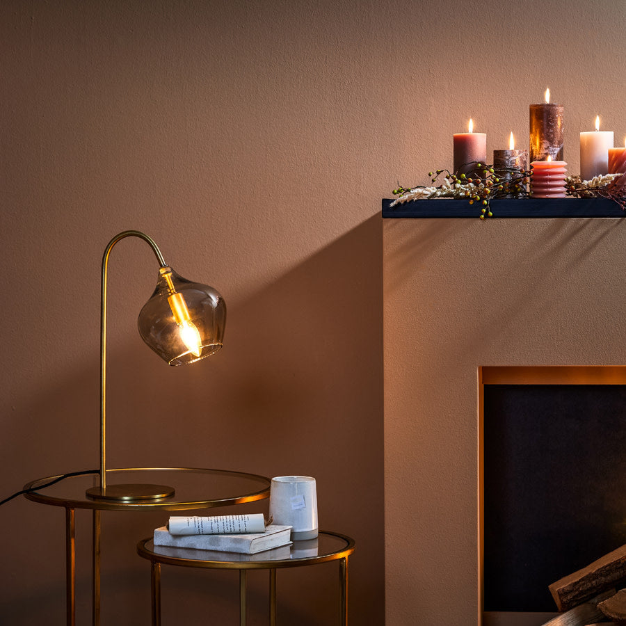 Rakel Antique Bronze & Smoked Glass Table Lamp