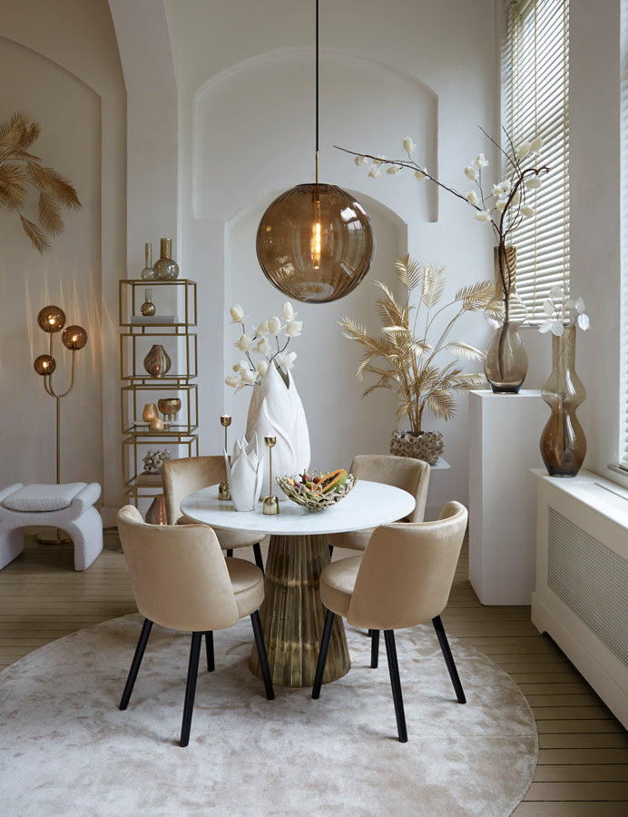 Leyda White Marble & Antique Bronze Round Dining Table 100cm
