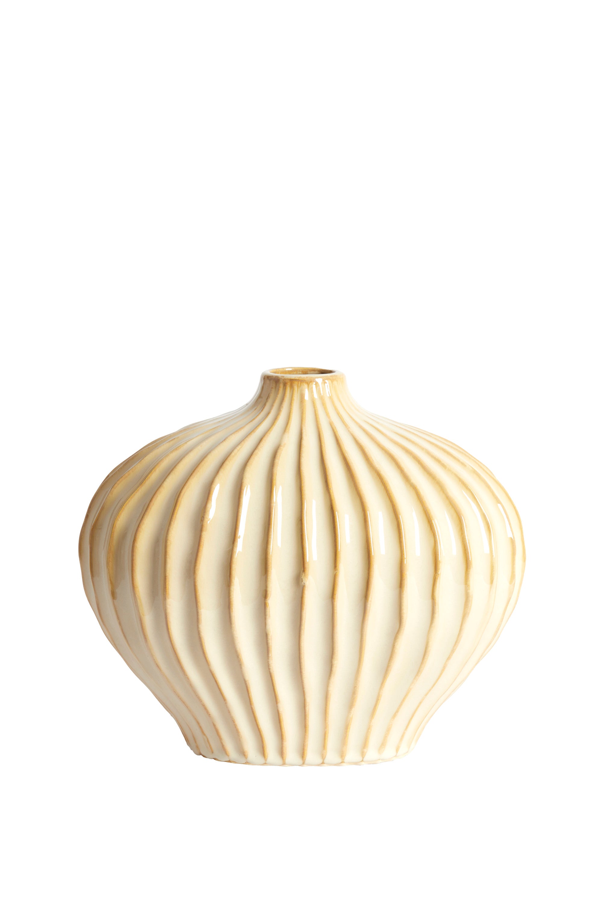 Lorito Sand/Beige Ribbed Ceramic Vase 25cm