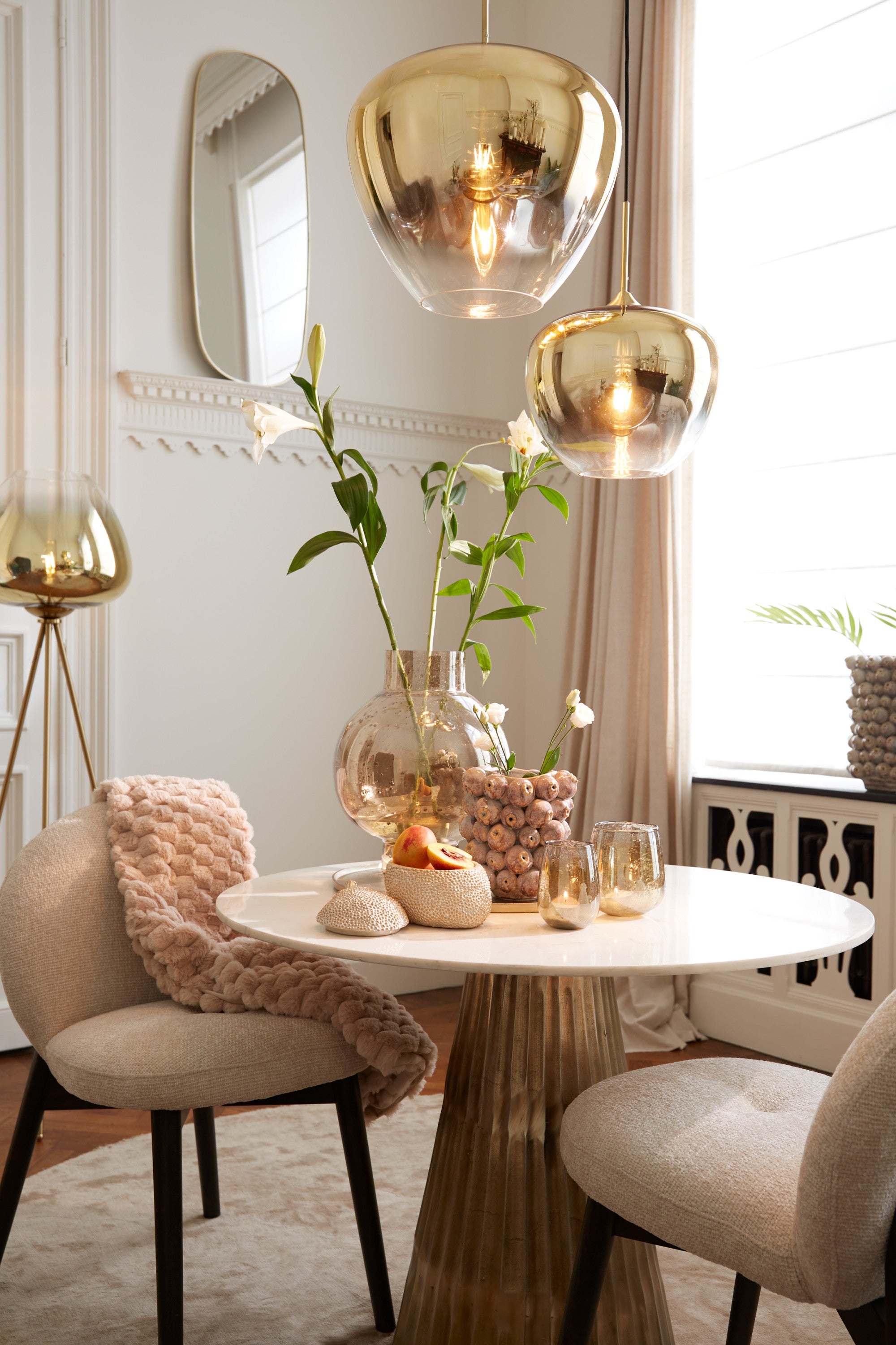 Libra Clear Glass & Gold Rectangular Mirror