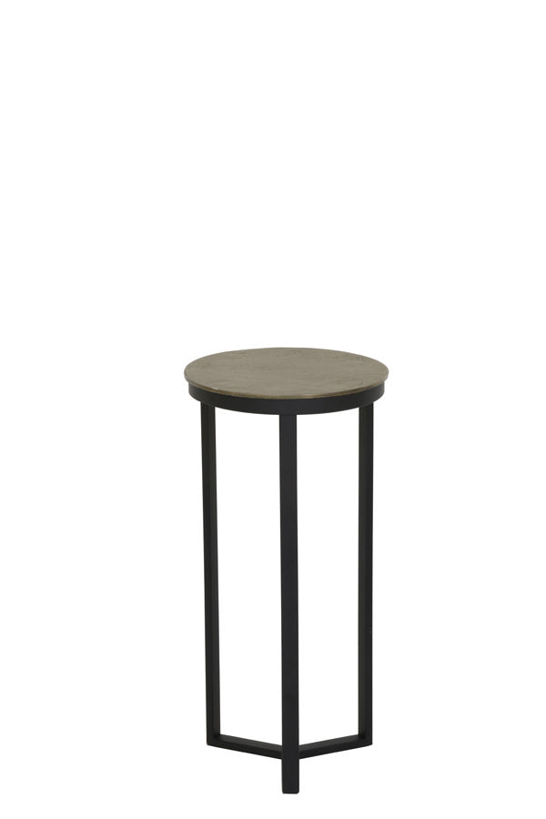 Retiro Matt Black & Raw Antique Bronze Metal Plinth Side Table 60.5cm