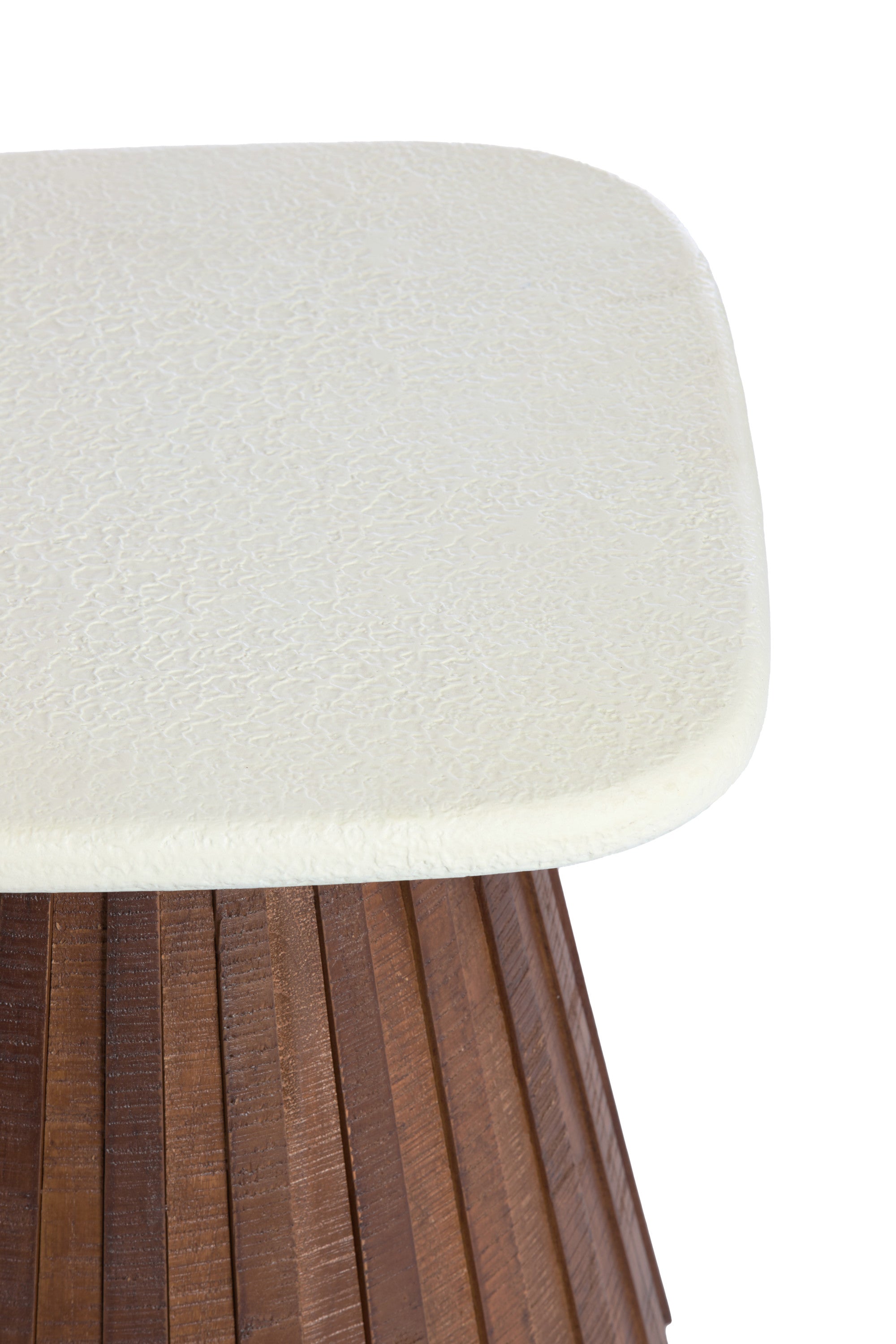 Okato Cream & Brown Slatted Wood Side Table 35cm