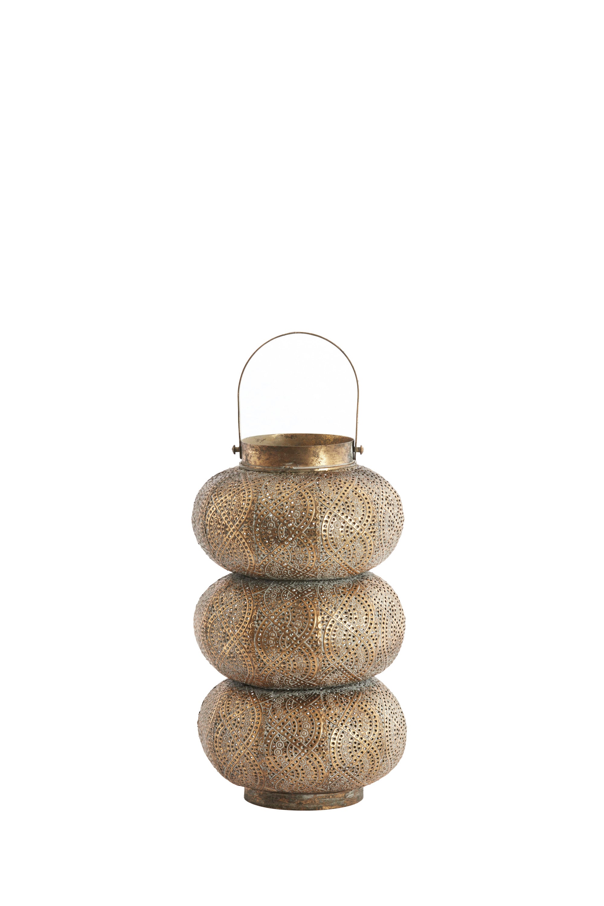 Kaito Brown Gold Metal Hurricane Candle Holder 45cm