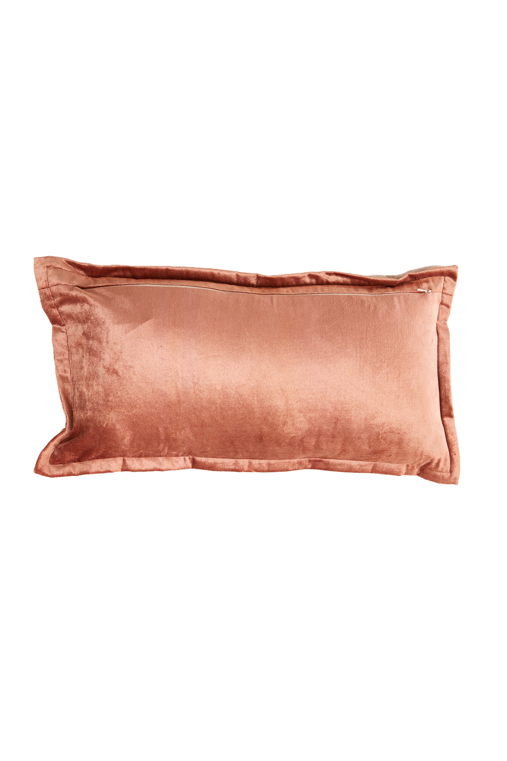 Baxley Dusty Pink Velvet & Natural Linen Rectangular Cushion 60x30cm