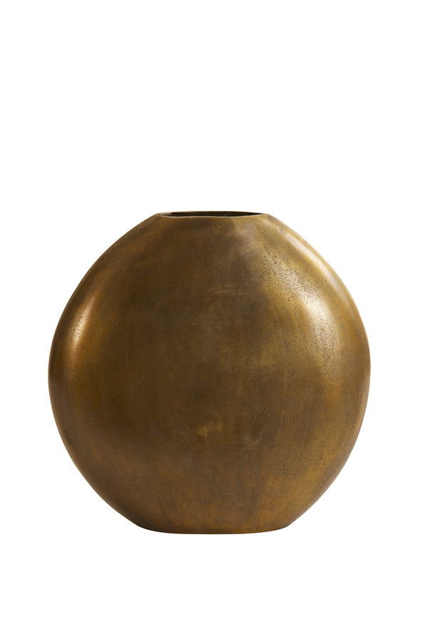 Positano Oval Flat Antique Bronze Metal Vase 42cm