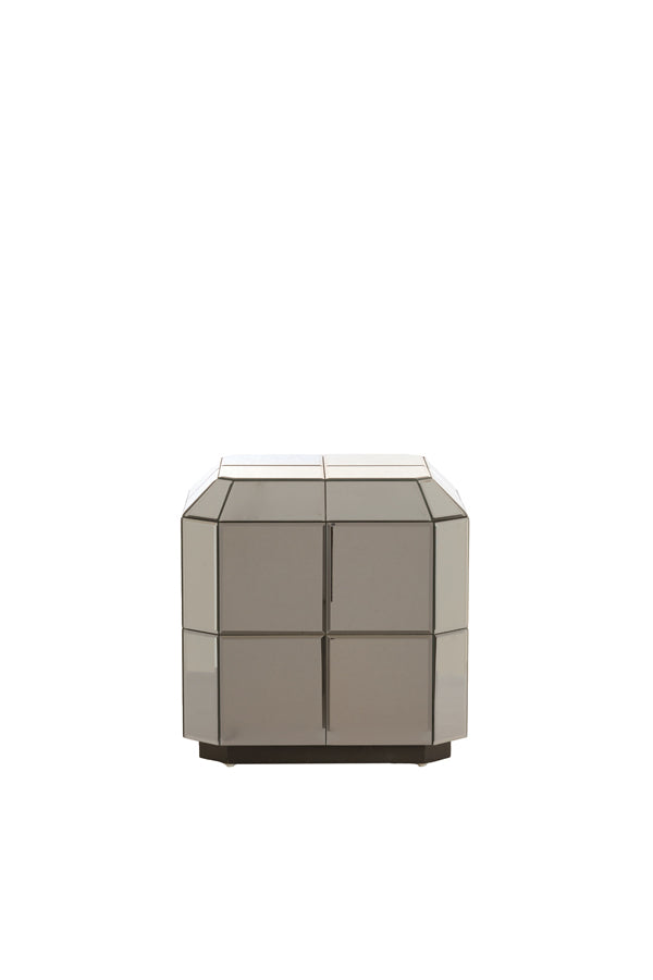 Luciano Brown Glass Plinth Side Table 40cm