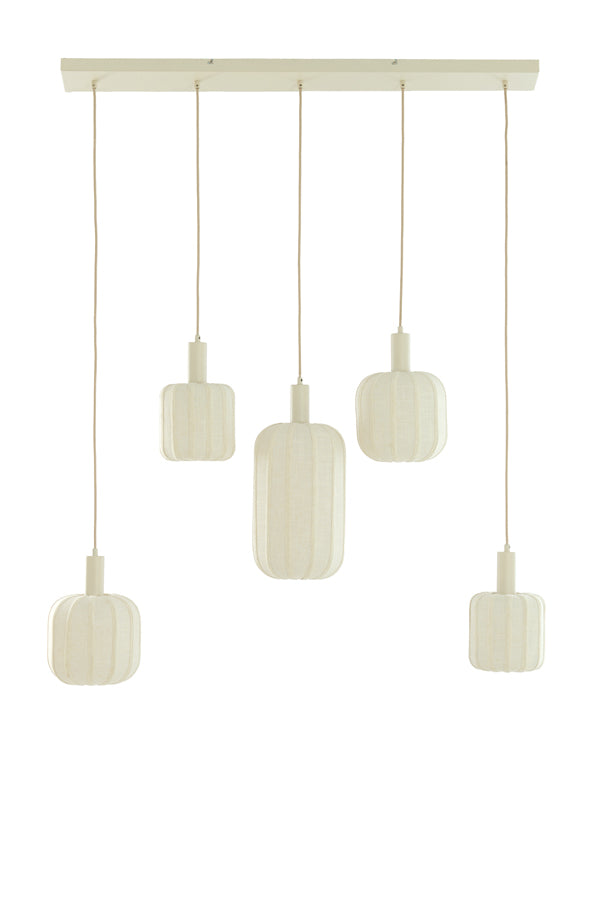 Tufia Cream Linen 5 Light Pendant Light