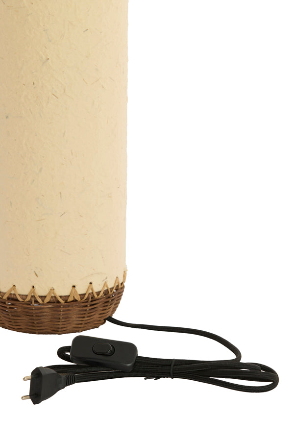 Tio Beige Paper & Dark Brown Rattan Table Lamp 40cm