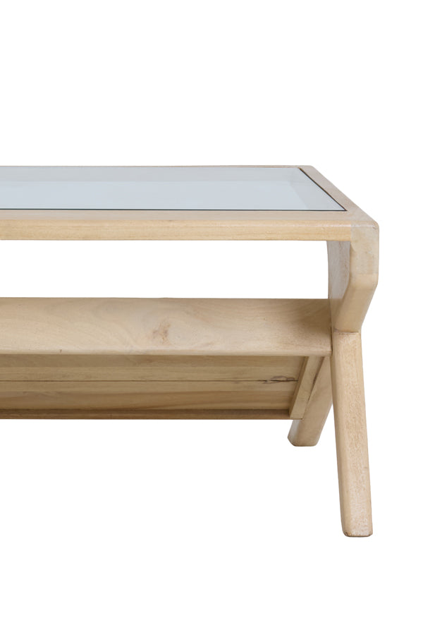 Yuki Natural Mango Wood & Glass Rectangular Coffee Table