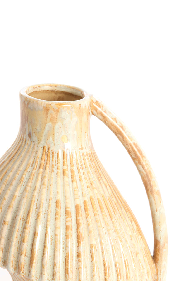 Forla Cream & Orange/Brown Ceramic Vase 22cm