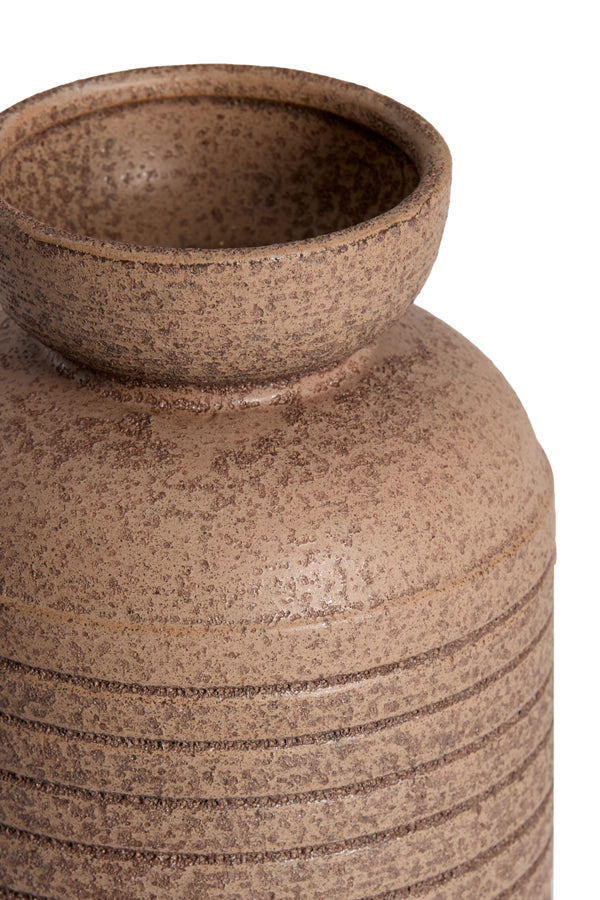Arpino Matt Dark Brown Ribbed Ceramic Vase 26cm