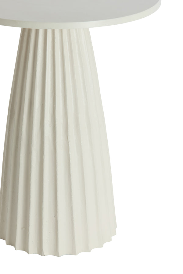 Veglia Cream Fluted Metal Round Side Table 51cm