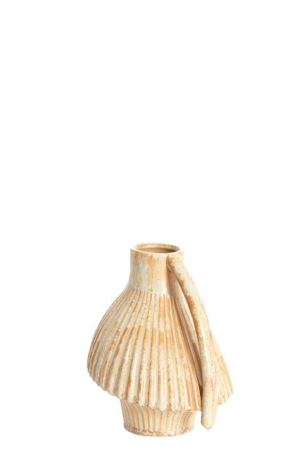 Forla Cream & Orange/Brown Ceramic Vase 22cm