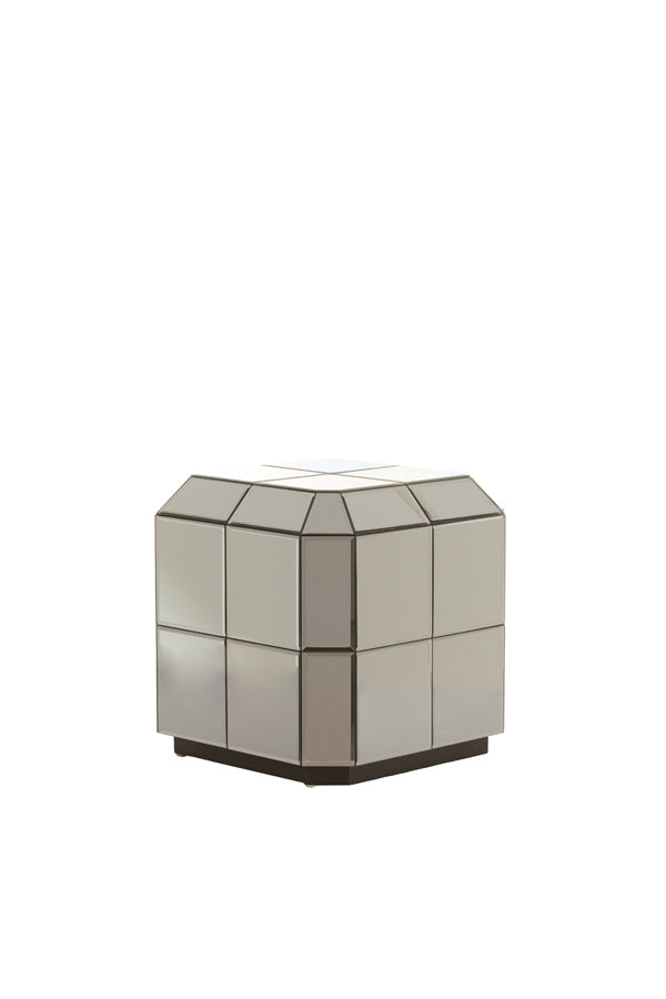 Luciano Brown Glass Plinth Side Table 40cm