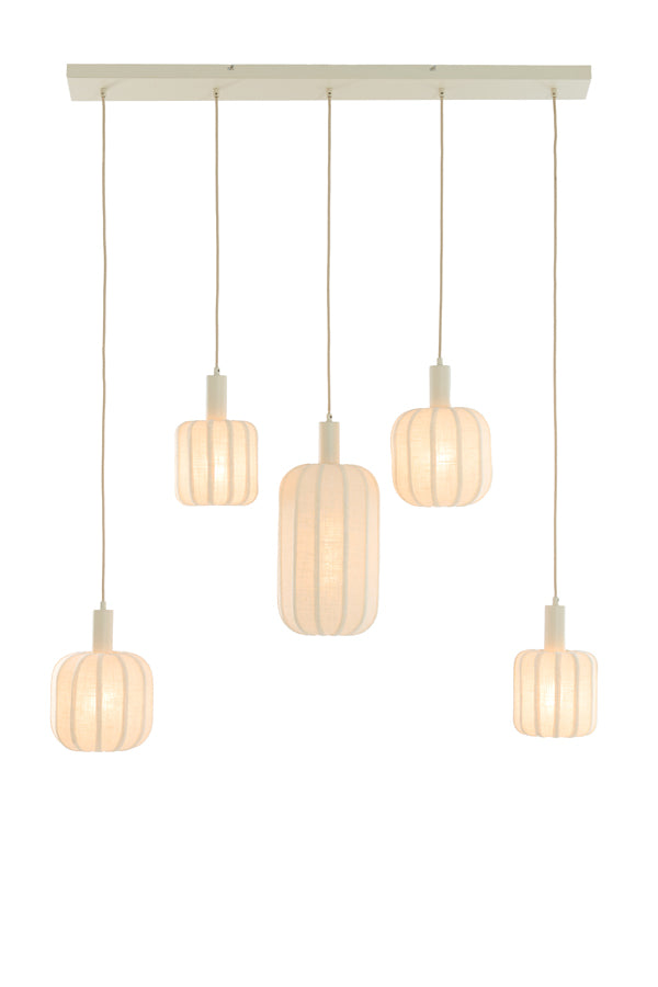 Tufia Cream Linen 5 Light Pendant Light
