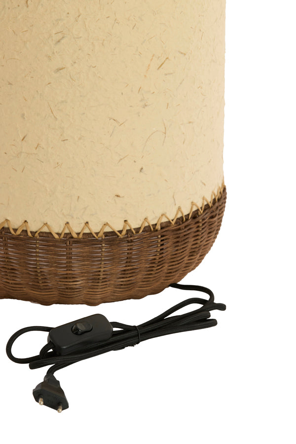 Tio Beige Paper & Dark Brown Rattan Table Lamp 46cm