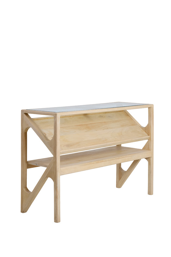 Yuki Natural Mango Wood & Glass Console Table