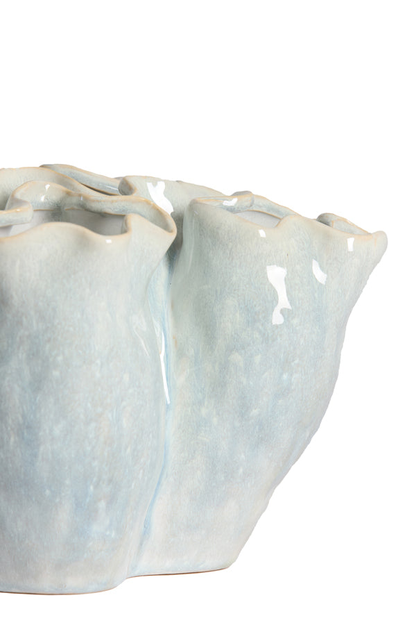 Diago Light Blue & Cream Ceramic Vase 13cm