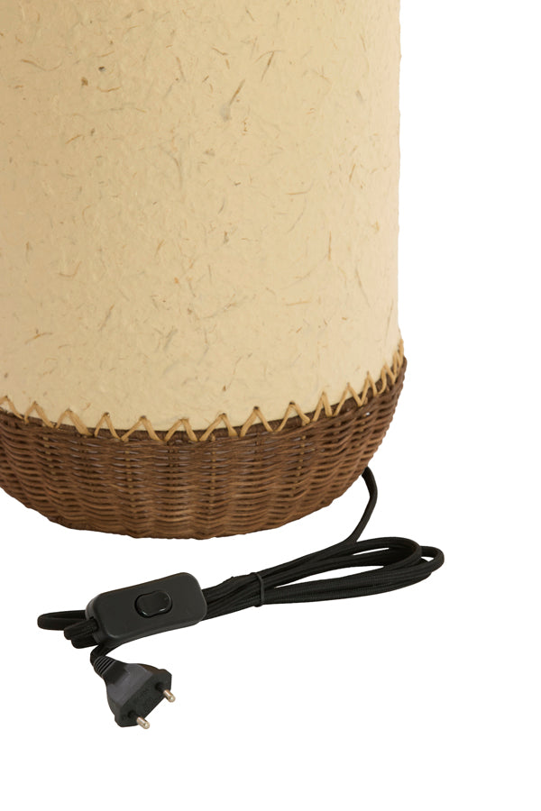Tio Beige Paper & Dark Brown Rattan Table Lamp 36cm