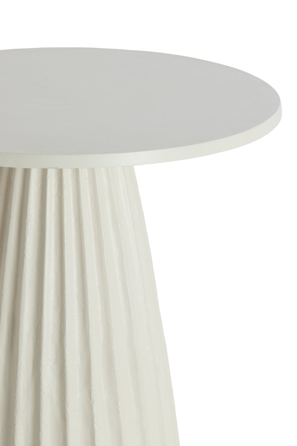 Veglia Cream Fluted Metal Round Side Table 51cm
