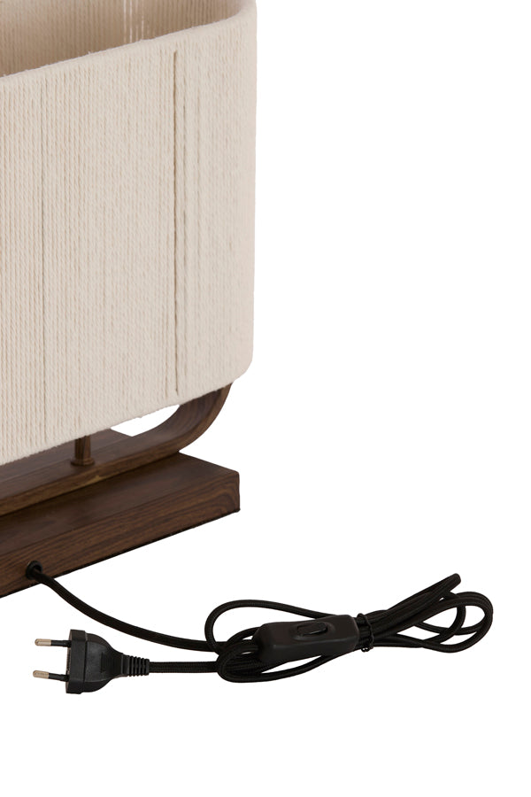 Lecce Dark Brown Wood Effect & Cream Rope 2 Light Table Lamp