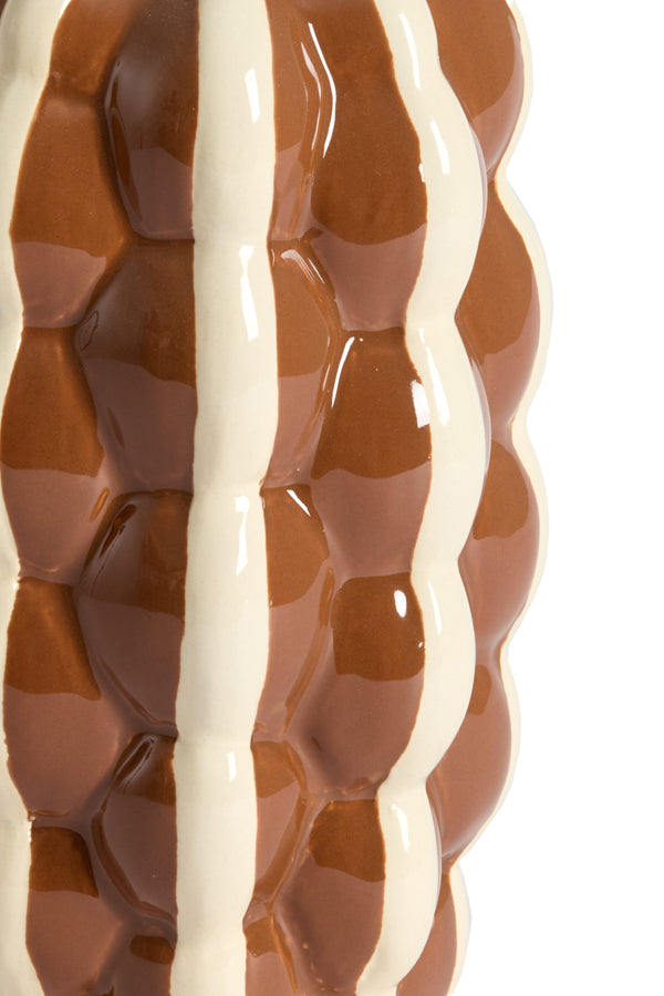 Zeneli Brown & Cream Wavy Ceramic Vase