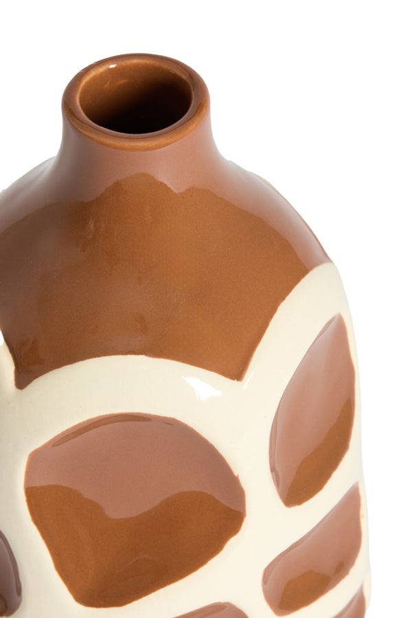 Sinice Brown & Cream Abstract Ceramic Vase