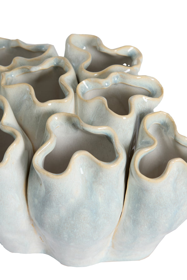 Diago Light Blue & Cream Ceramic Vase 13cm