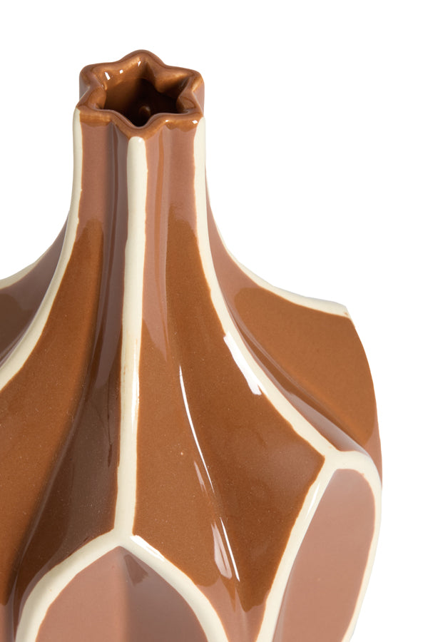 Bolene Brown & Cream Geometric Ceramic Vase
