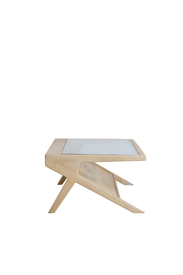 Yuki Natural Mango Wood & Glass Rectangular Coffee Table