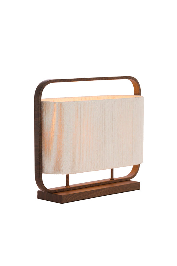 Lecce Dark Brown Wood Effect & Cream Rope 2 Light Table Lamp