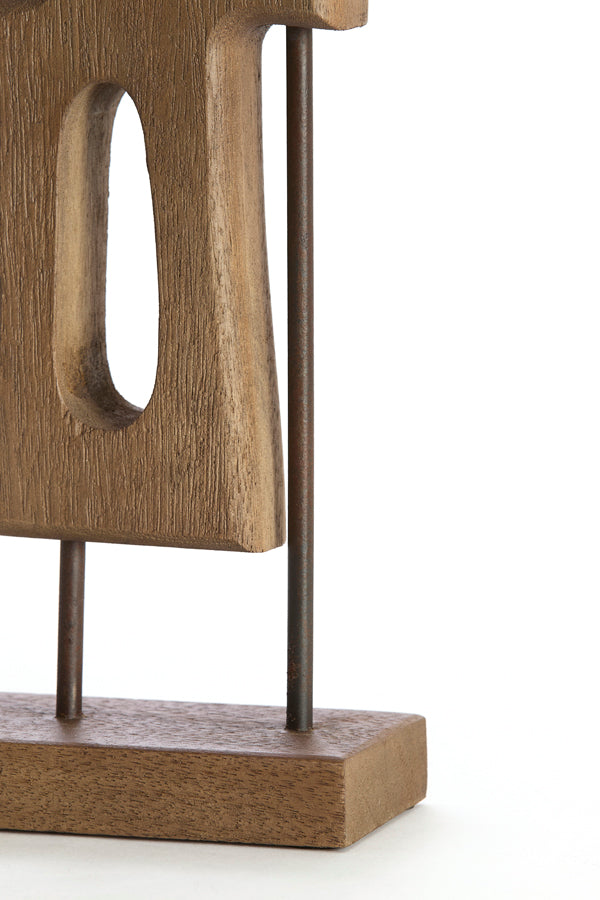 Salio Grey/Dark Brown Wood Abstract Ornament on Stand