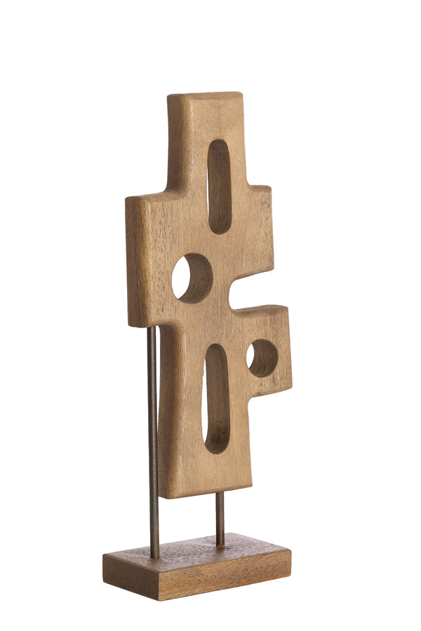 Salio Grey/Dark Brown Wood Abstract Ornament on Stand