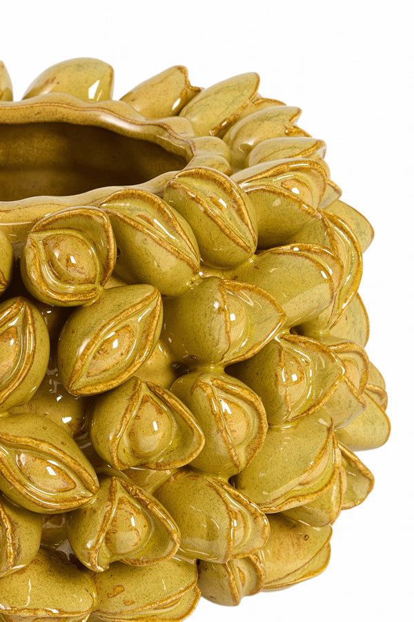 Anabela Olive Green/Brown Ceramic Vase 15cm