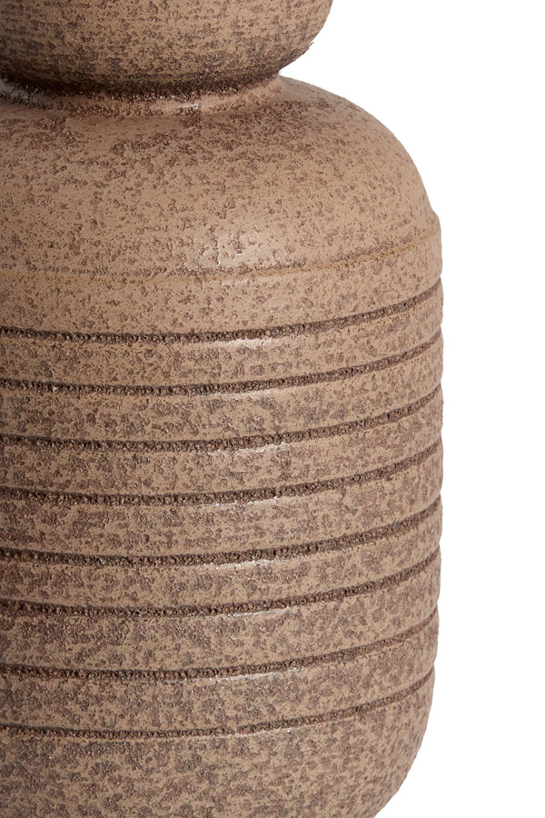 Arpino Matt Dark Brown Ribbed Ceramic Vase 26cm