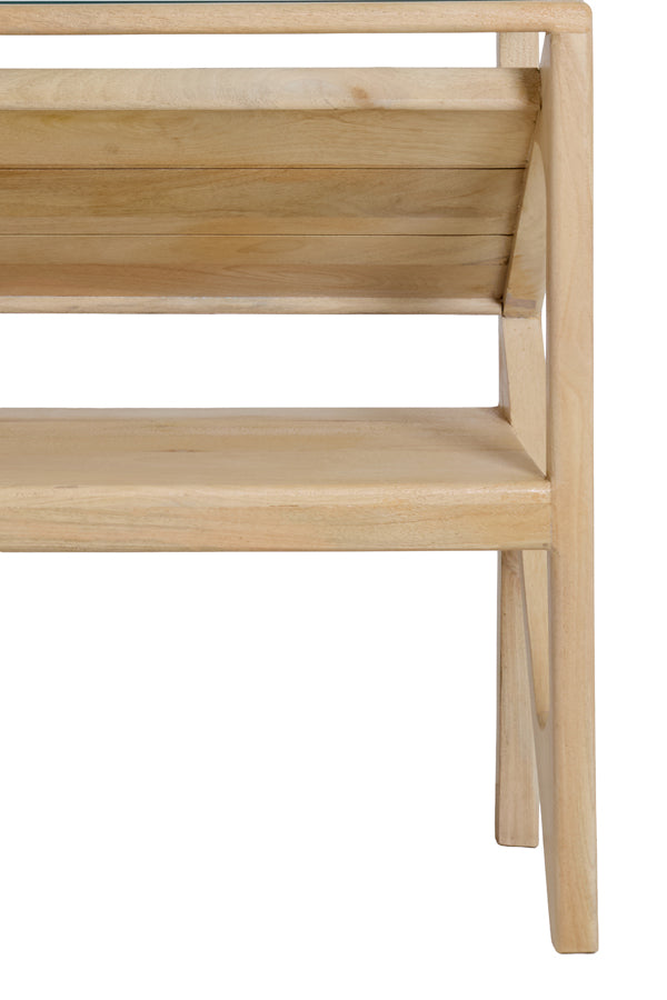 Yuki Natural Mango Wood & Glass Console Table