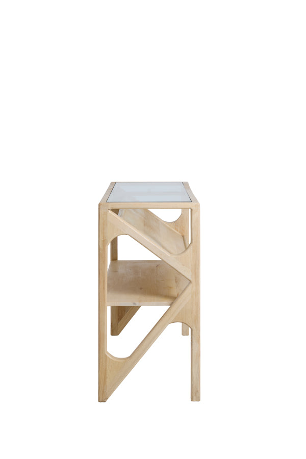 Yuki Natural Mango Wood & Glass Console Table