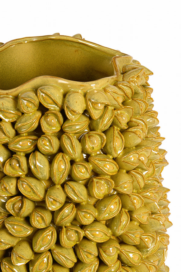 Anabela Olive Green/Brown Ceramic Vase 31cm