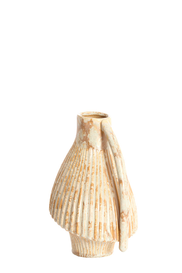 Forla Cream & Orange/Brown Ceramic Vase 28.5cm
