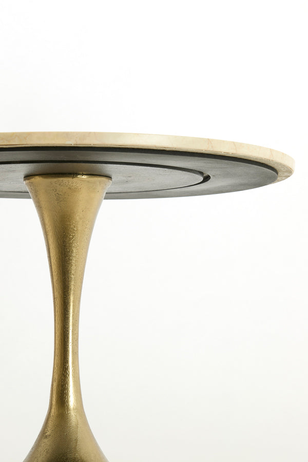 Tomar Sand/Pink Marble & Light Gold Round Side Table 41cm