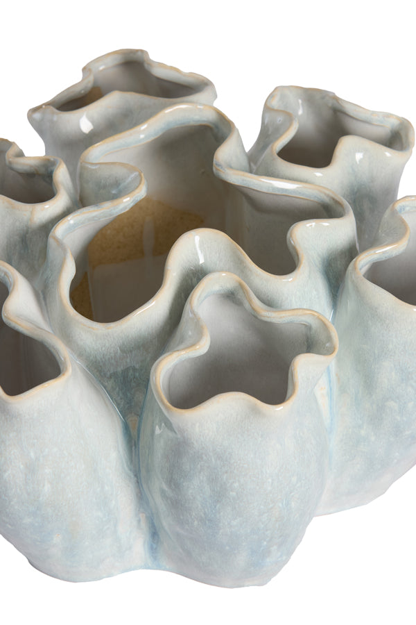 Diago Light Blue & Cream Ceramic Vase 18.5cm