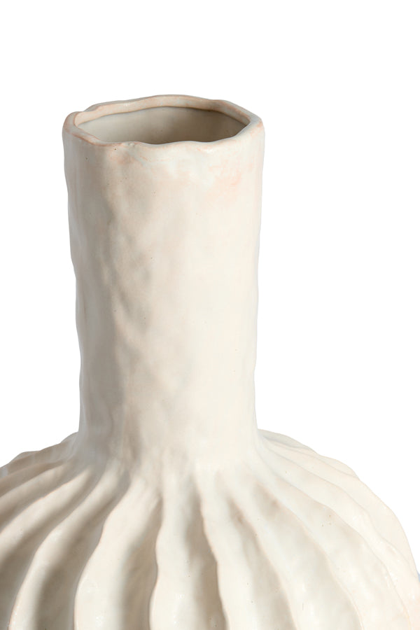 Senago Cream Wavy Ceramic Vase 50cm
