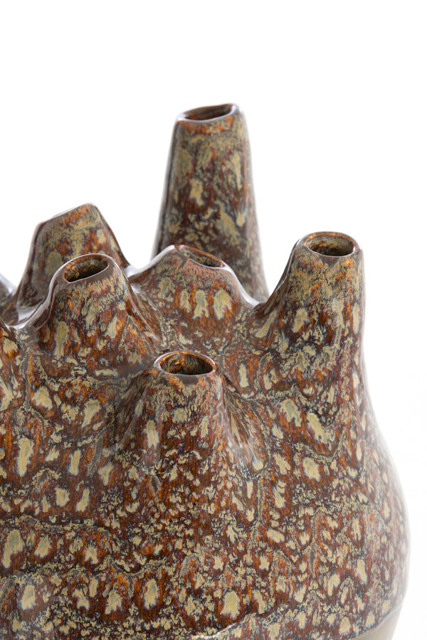 Cosenza Brown Ceramic & Bronze Vase