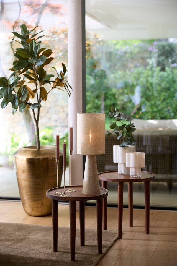 Qiano Brown Acacia Wood Round Side Table 45cm