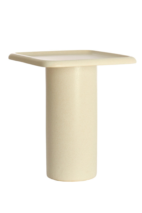 Luarca Matt Cream Ceramic Round Side Table 54cm