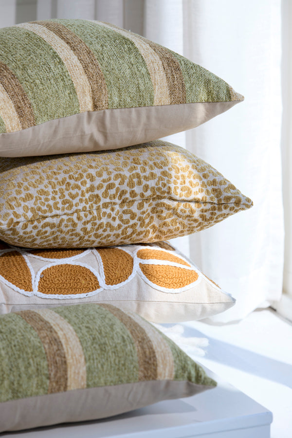Safford Sand & Ochre Yellow Animal Print Feather Filled Square Cushion 45x45cm